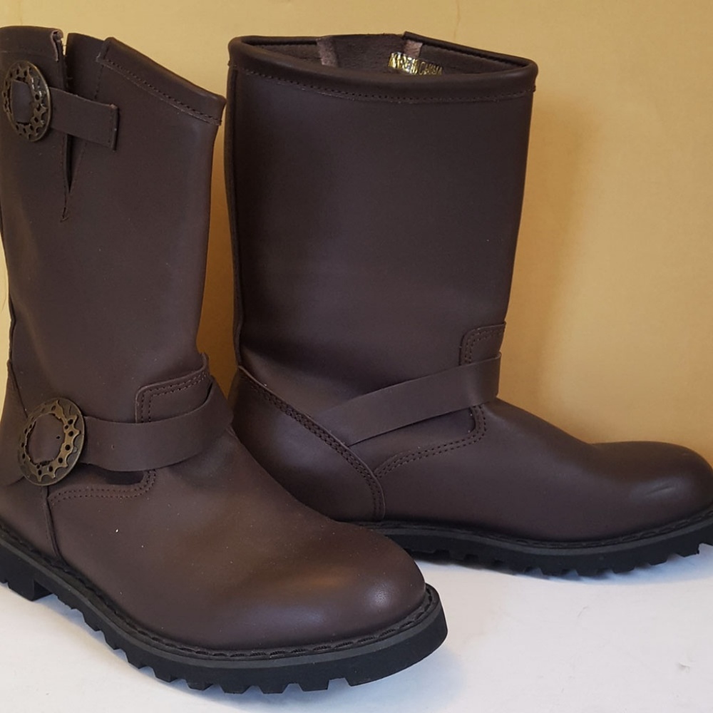 New DEMONIA leather STEAM steampunk CALF BOOTS